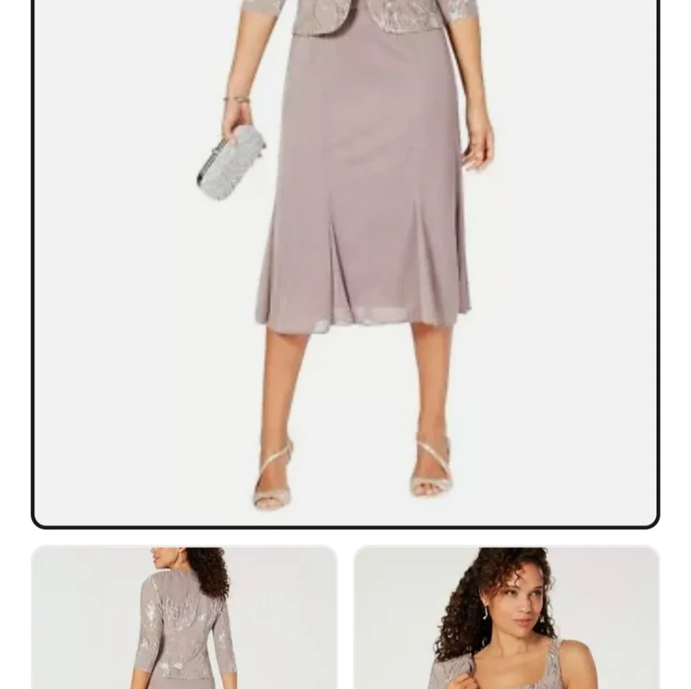 Dress and Jacket, Alex EveningsPetite Sequined A-Line Midi Dress and Jacket - Picture 3 of 10